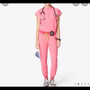 Neon Pink Zamora™ Jogger Scrub Pants and Rafaela™ Oversized Scrub Top